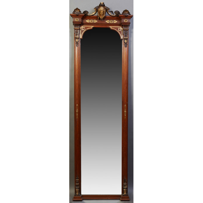 Appraisal: American Renaissance Revival Gilt-Decorated Walnut Pier Mirror late th c