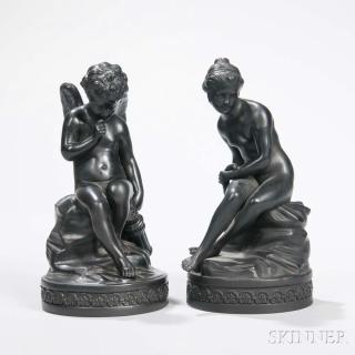 Appraisal: Pair of Wedgwood Black Basalt Cupid and Psyche Figures England