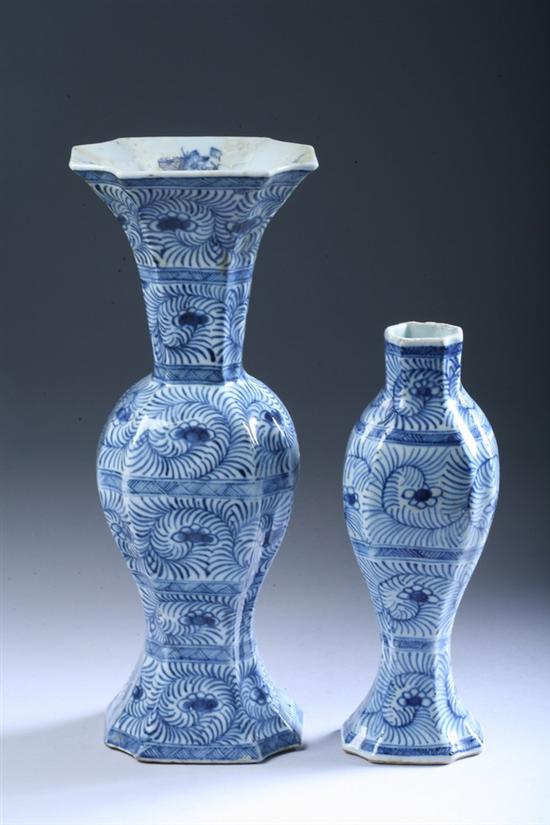 Appraisal: TWO CHINESE BLUE AND WHITE VASES th century Floral decoration