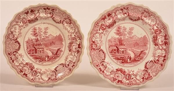 Appraisal: Two Historical Staffordshire Red Transfer Plates Two Historical Staffordshire China