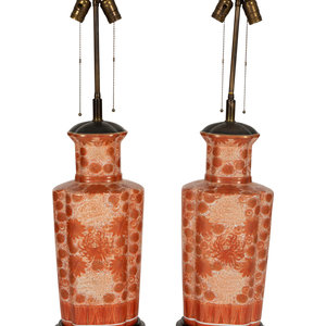 Appraisal: A Pair of Kutani Porcelain Vases Mounted as Lamps Early