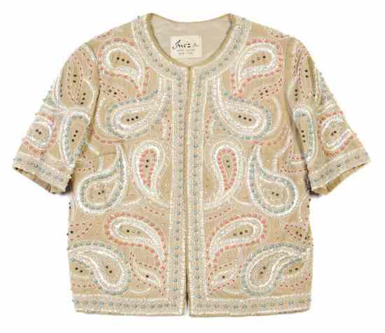 Appraisal: An Inez Tan Velvet Jacket with all-over pastel beading and