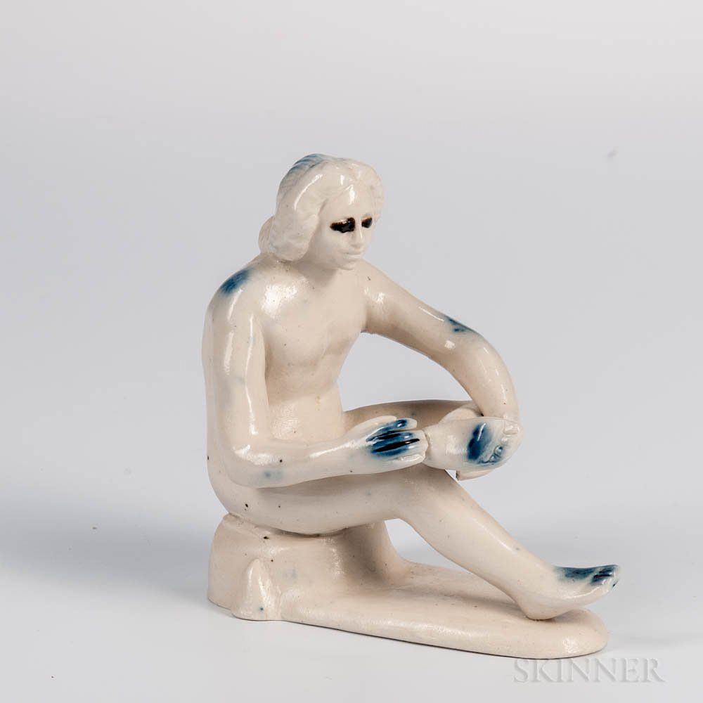 Appraisal: Staffordshire White Salt-glazed Stoneware Figure of Spinario Staffordshire White Salt-glazed