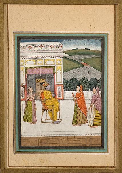 Appraisal: INDIAN MUGHAL SCHOOL MINIATURE th or th century gouache with