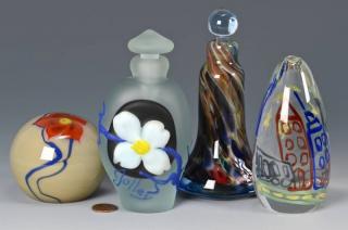 Appraisal: Richard Jolley Art Glass items Two perfume bottles and two