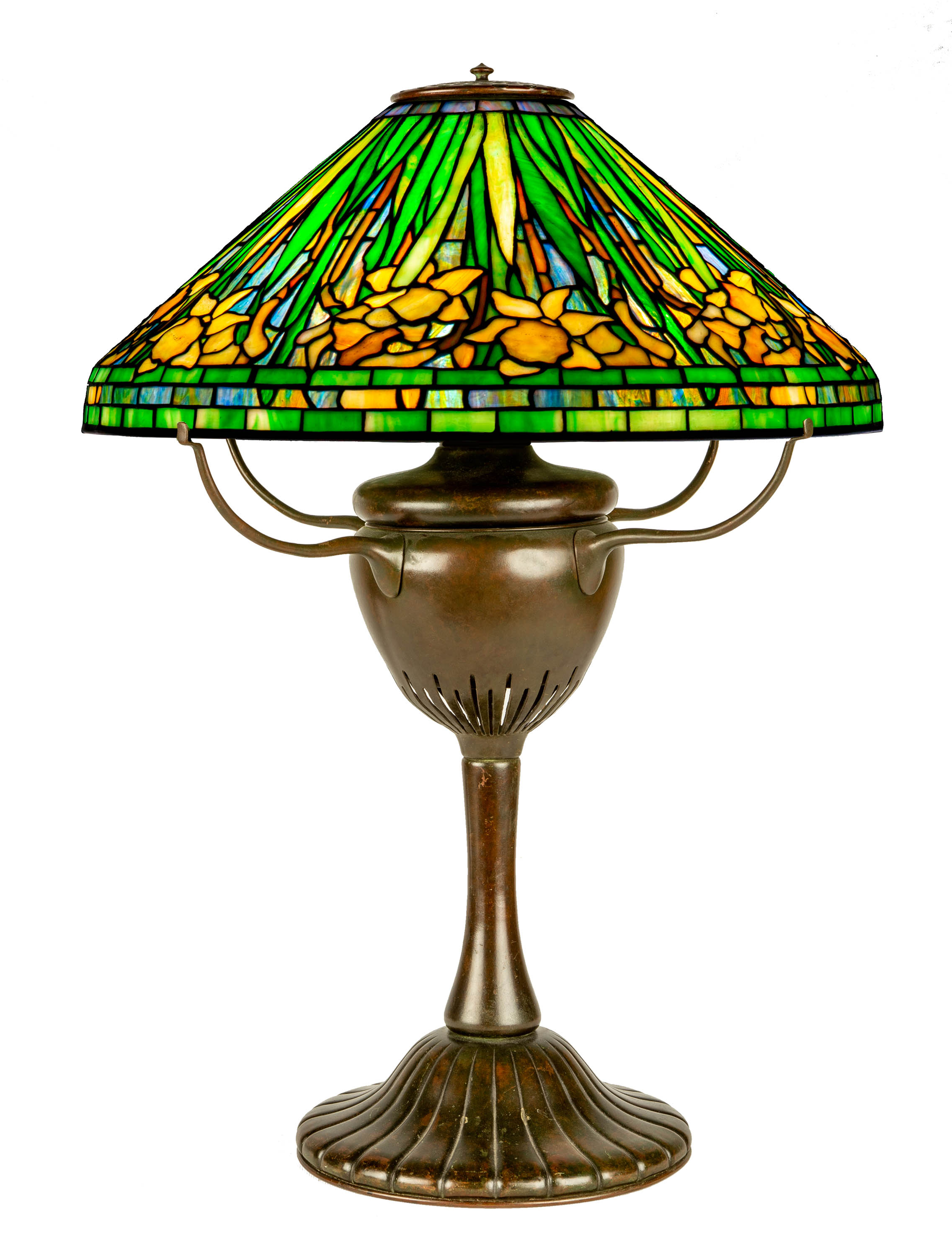 Appraisal: TIFFANY STUDIOS NEW YORK DAFFODIL TABLE LAMP leaded glass and