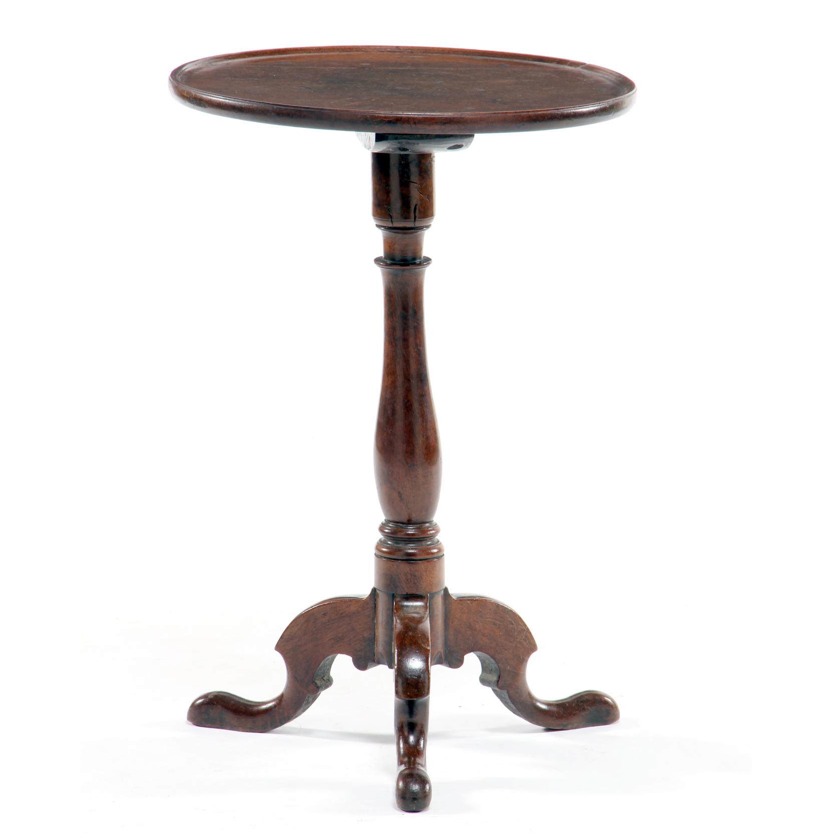 Appraisal: American Queen Anne Dish Top Candlestand th century walnut attributed