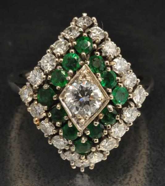 Appraisal: K W Gold Diamond Emerald Ring Description Diamonds ctw Emeralds