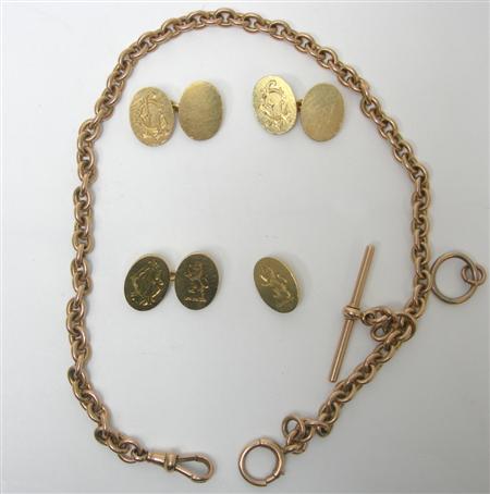 Appraisal: A ct gold double Albert chain composed of belcher form