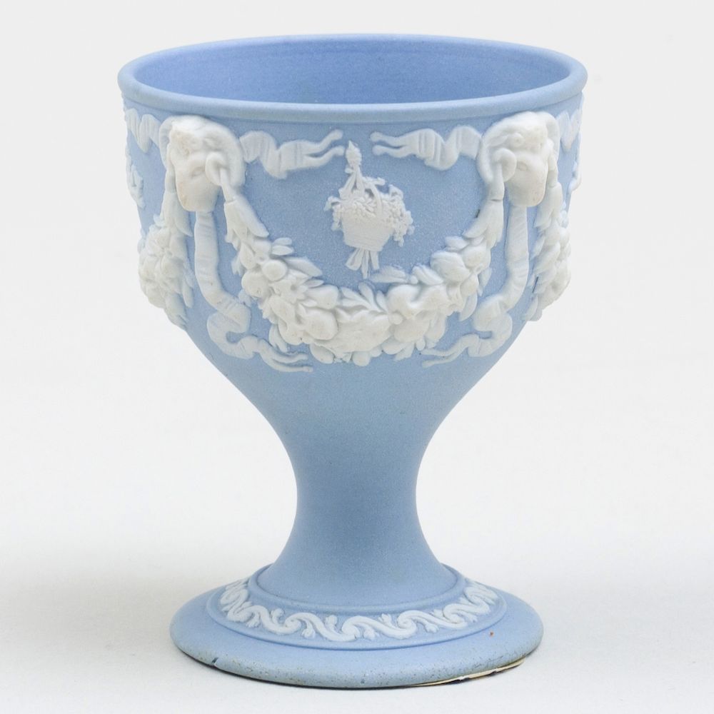 Appraisal: Wedgwood Blue and White Jasperware Egg Cup Impressed mark in