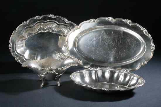 Appraisal: FOUR PIECES PERUVIAN STERLING SILVER HOLLOWWARE Including two Camusso oval