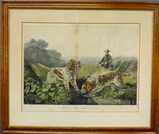 Appraisal: Maple framed Currier Ives print American Field Sports As found