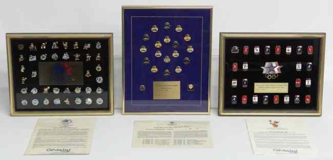 Appraisal: Three Boxed Framed sets of Olympic pins