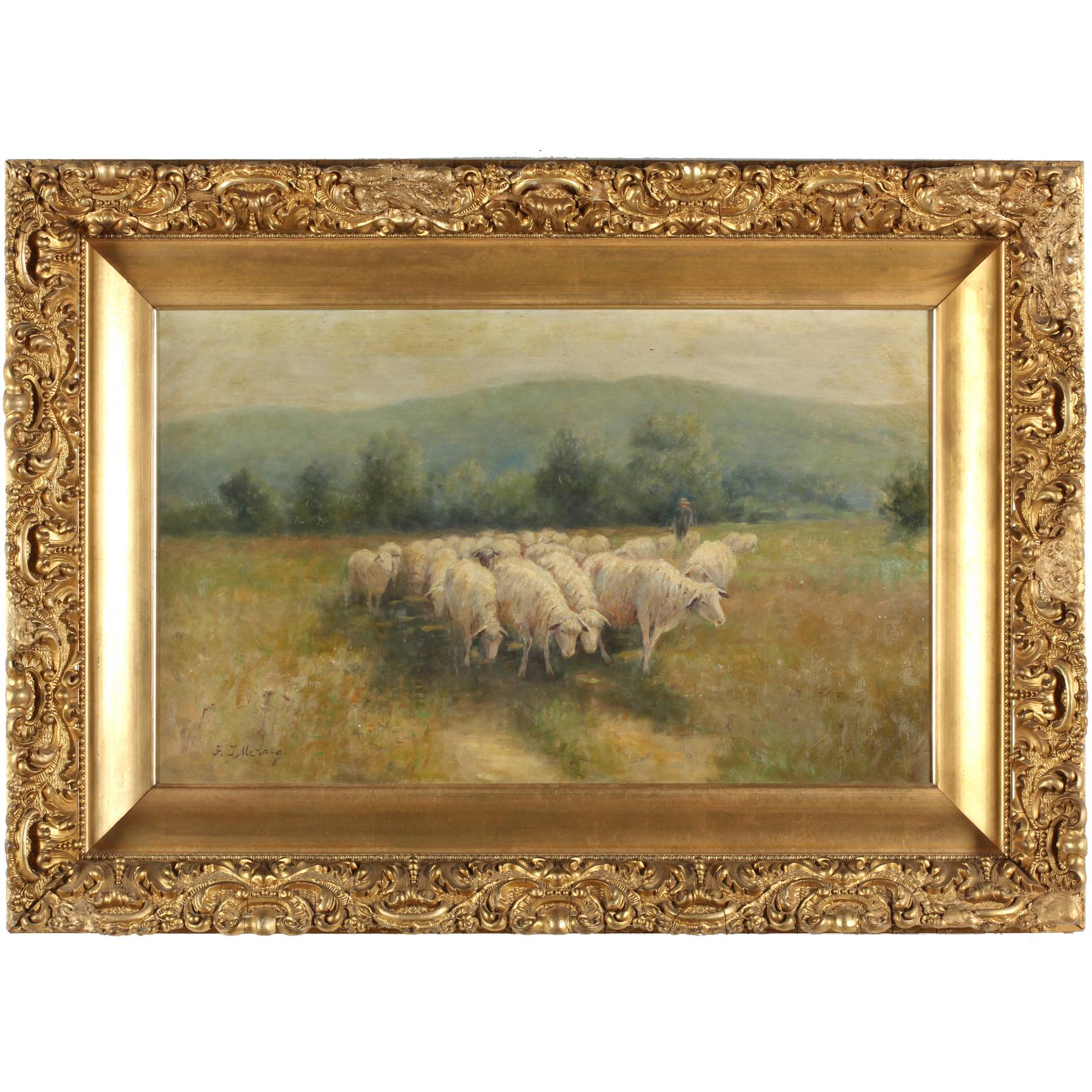 Appraisal: Flora Thomas McCaig Am - Sheep in Field oil on