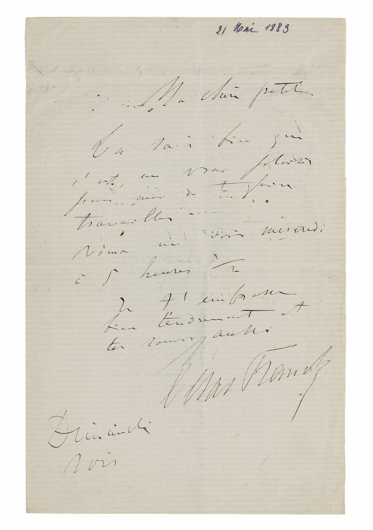 Appraisal: FRANCK CESAR Autograph Letter Signed ''Cesar Franck'' p vo Paris