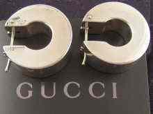 Appraisal: A boxed pair of Gucci silver earrings approx cm wide