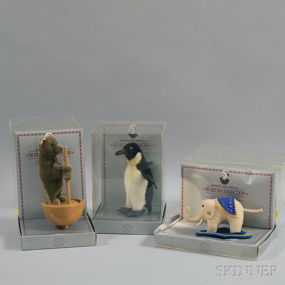 Appraisal: Three Steiff Museum Collection Plush Replica Animals in Original Boxes