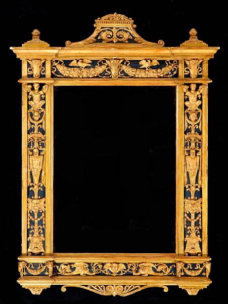 Appraisal: A Louis XIV style parcel gilt and painted mirror th