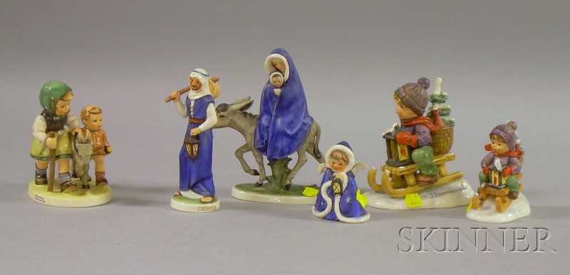 Appraisal: Six Hummel Ceramic Figures and Figural Groups ht to in