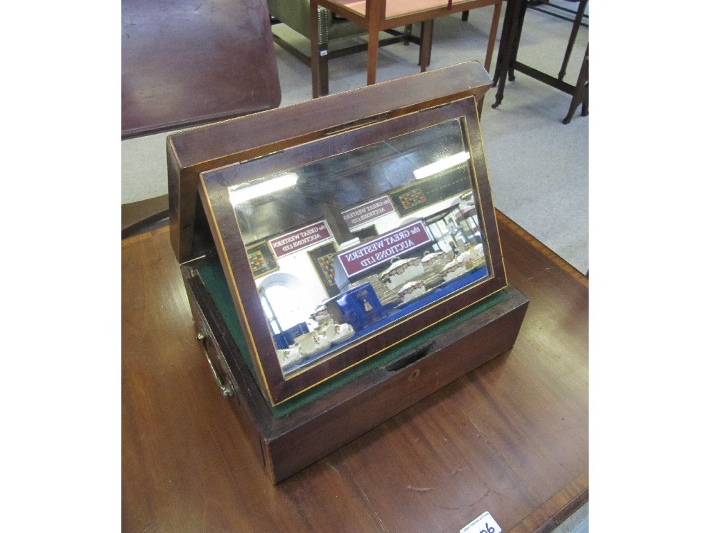 Appraisal: Georgian mahogany inlaid mirrored portable box