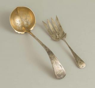 Appraisal: Vanderslice Co Aesthetic Movement Sterling Fork Ladle Gilt wash Aesthetic