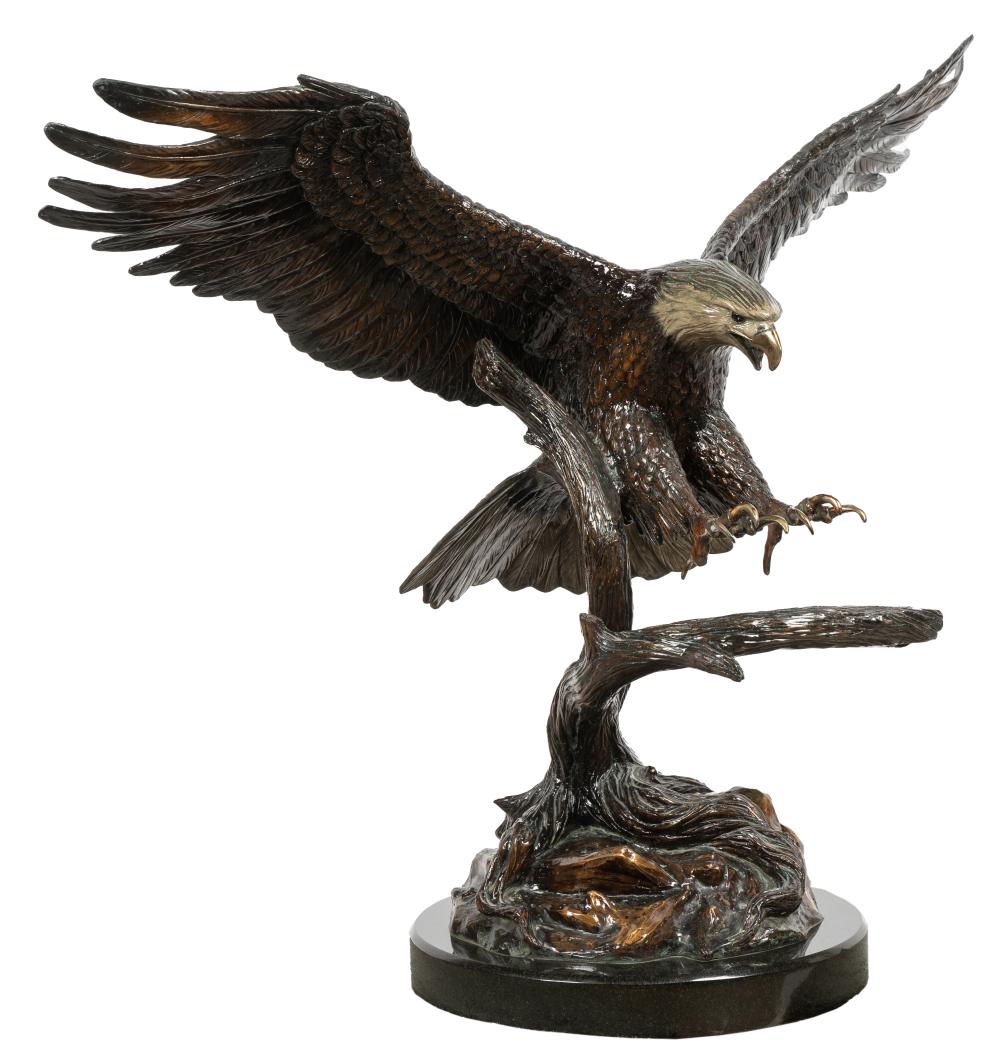 Appraisal: SUSAN KOOP TH CENTURY EAGLE patinated bronze mounted to stone