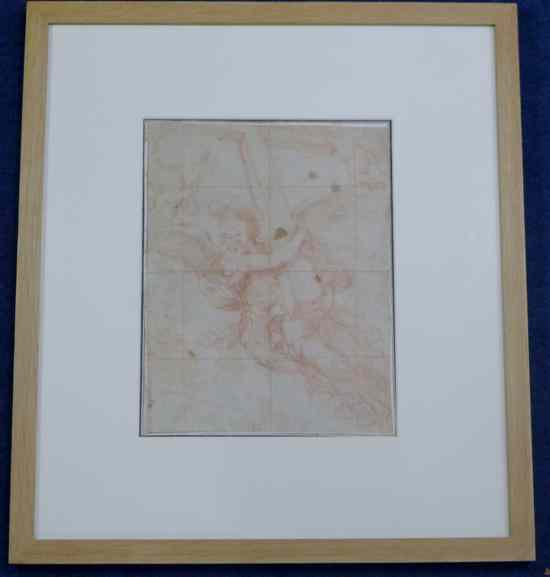 Appraisal: Old Master sanguine chalk Study of an angel supporting the