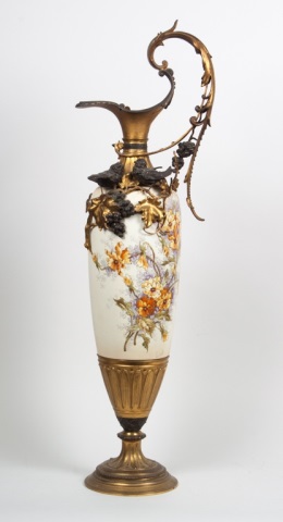 Appraisal: Royal Bonn gilt-metal-mounted ewer late th century floral painted earthenware