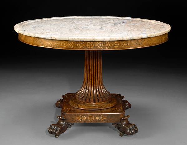 Appraisal: A Charles X inlaid rosewood table de milieu second quarter