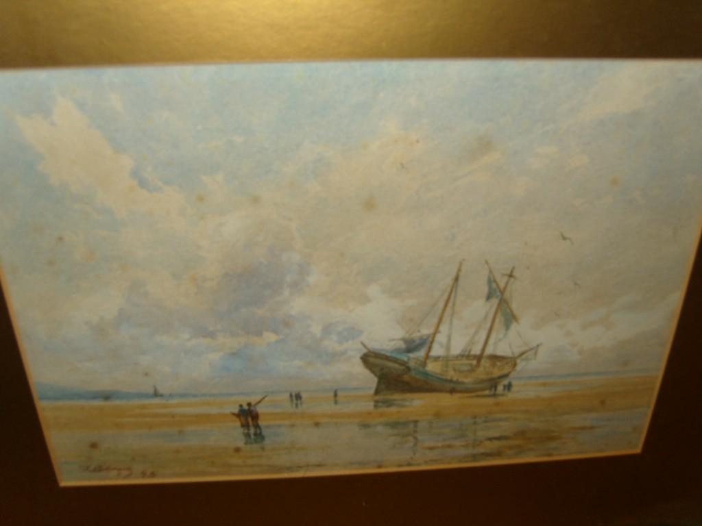 Appraisal: A late th century watercolour showing a shore scene with