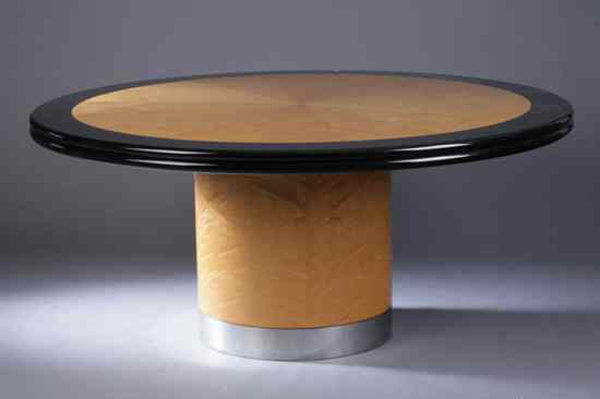 Appraisal: ART DECO MAPLE AND EBONIZED DINING TABLE Round parquetry inlaid