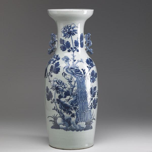 Appraisal: CHINESE EXPORT Tall urn with peacock decoration th C