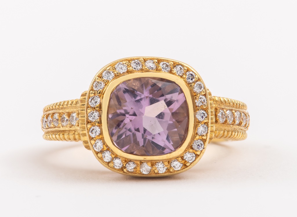 Appraisal: K JUDITH RIPKA DIAMOND AMETHYST RING Judith Ripka K yellow