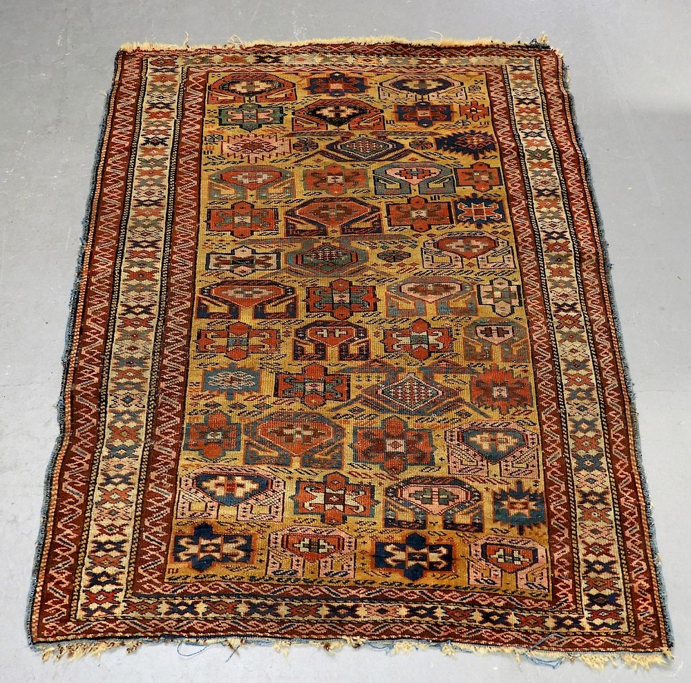 Appraisal: C Caucasian Oriental Geometric Carpet Rug Caucasus Region Circa Yellow