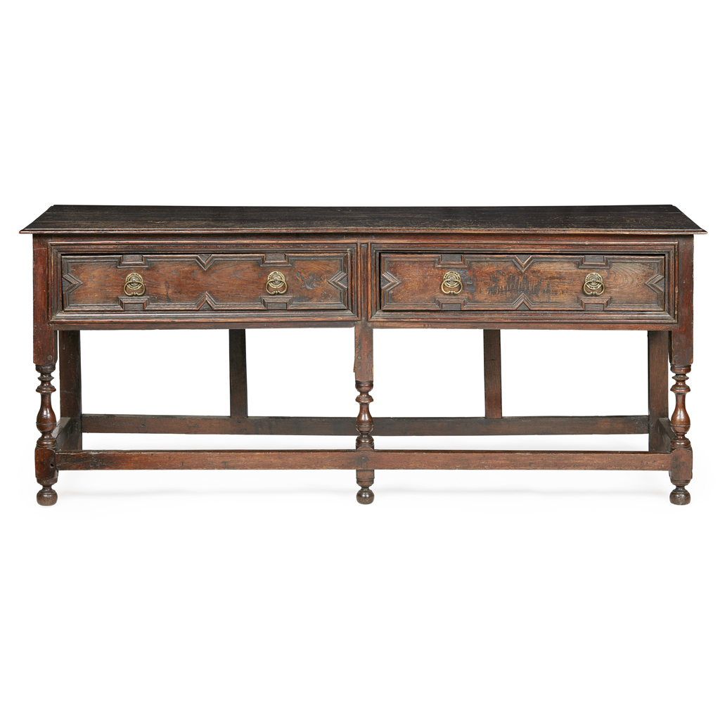 Appraisal: GEORGE I OAK DRESSER BASE EARLY TH CENTURY the rectangular