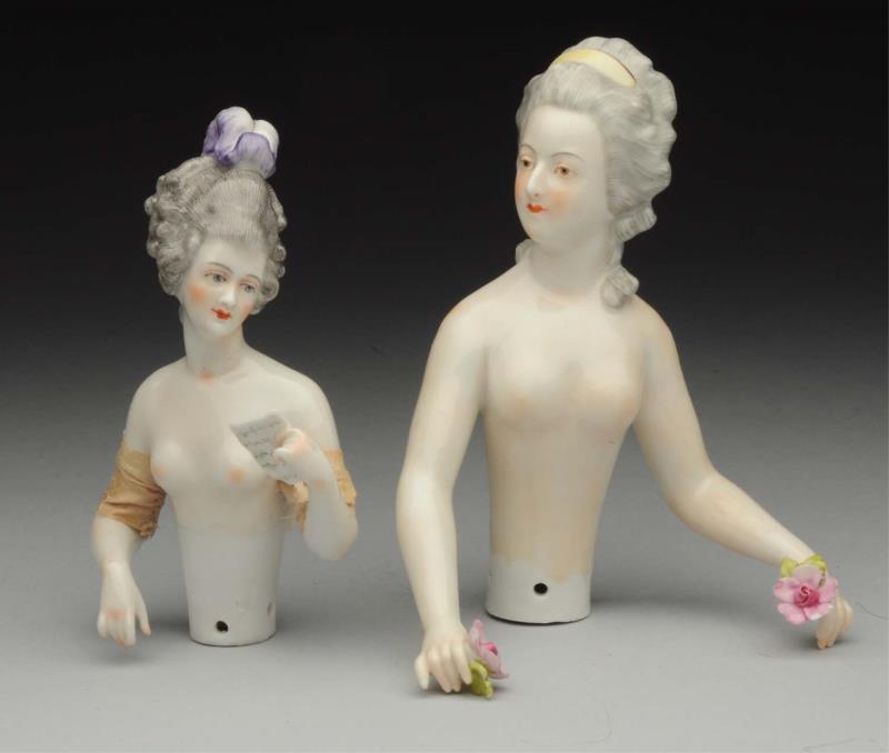 Appraisal: Lot Of Porcelain Half Dolls Both lovely ladies by Dressel