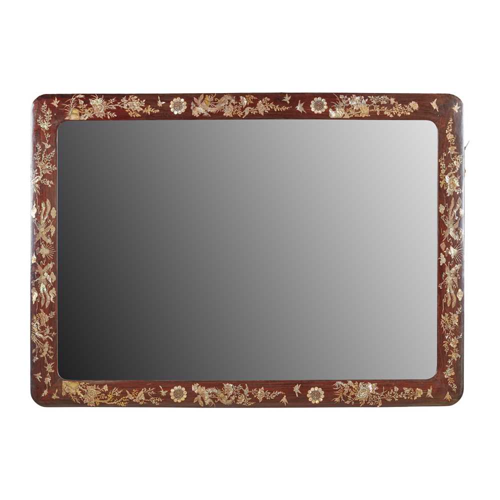 Appraisal: Y CHINESE ROSEWOOD AND MOTHER-OF-PEARL MIRROR EARLY TH CENTURY the