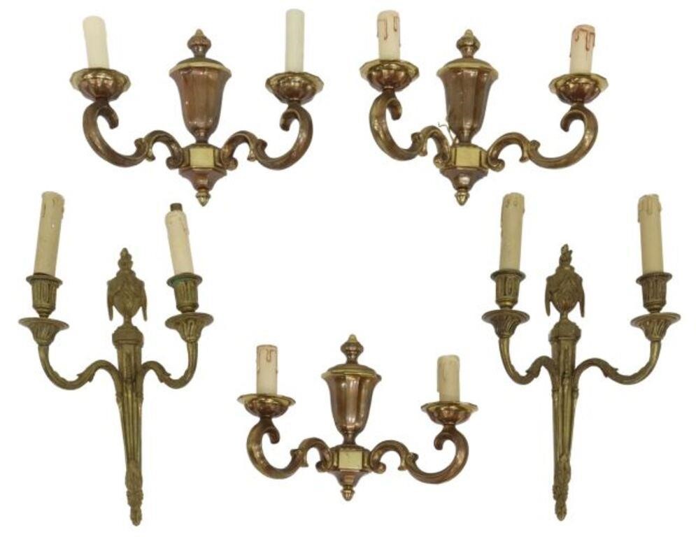 Appraisal: lot of French Louis XV style bronze wall sconces late