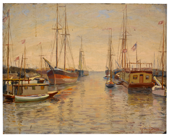 Appraisal: JAMES BOLIVAR NEEDHAM - A Morning with the Yachts Houseboats