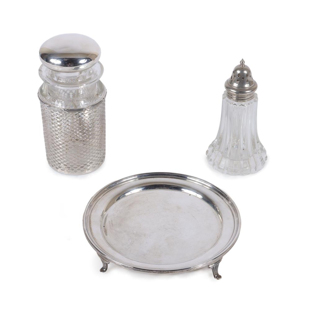 Appraisal: STERLING SILVER AND GLASS TABLEWARE PC GROUP S KIRK SON