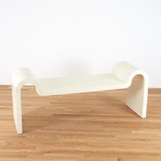 Appraisal: Karl Springer white faux gator sculpture bench Karl Springer white