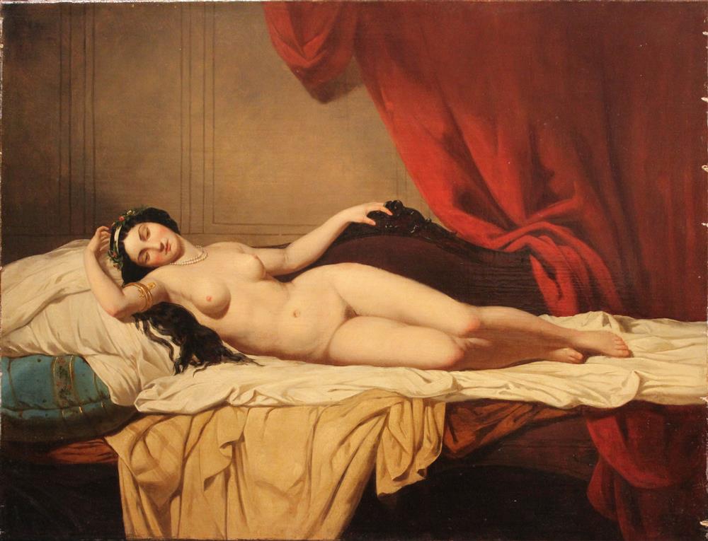 Appraisal: CIRCLE OF NATALE SCHIAVONI ITALIAN - ODALISQUE Oil on canvas