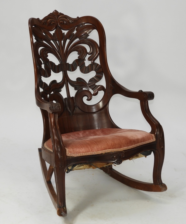 Appraisal: C AMERICAN ROCOCO LAMINATED ROCKING CHAIR United States Late th