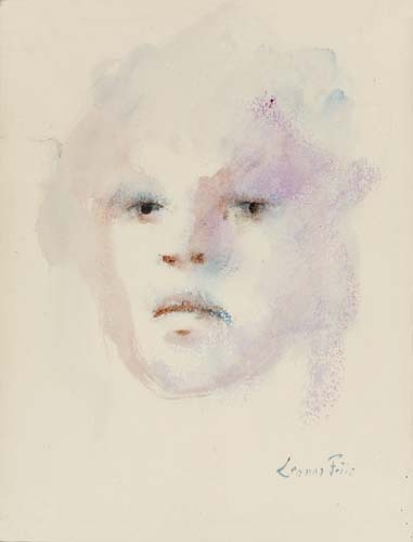 Appraisal: LEONOR FINI Portrait Study Watercolor x mm x inches Signed