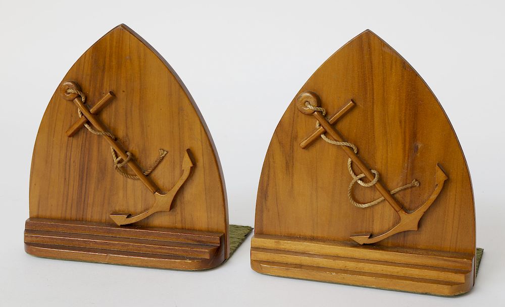 Appraisal: Pair of Sycamore Anchor on Plank Bookends Exclusive on Bidsquare