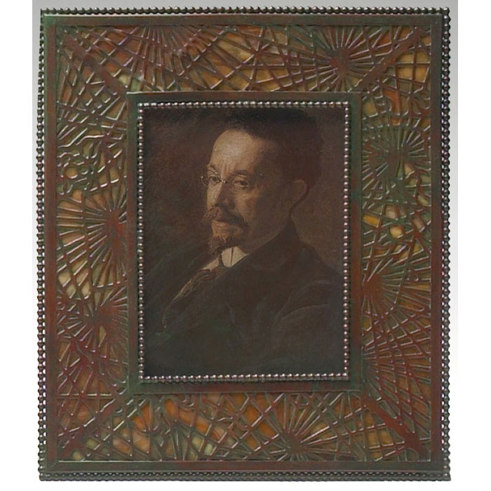 Appraisal: Tiffany Studios frame pine needle pattern in bronze over caramel