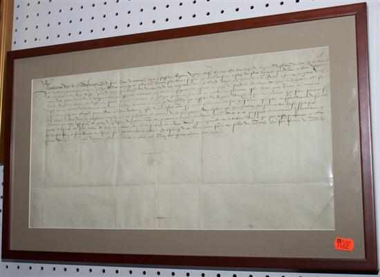 Appraisal: French document of vellum framed Estimate -