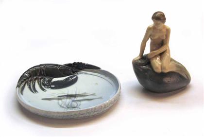 Appraisal: Two piece Royal Copenhagen porcelain figure of mermaid and lobster