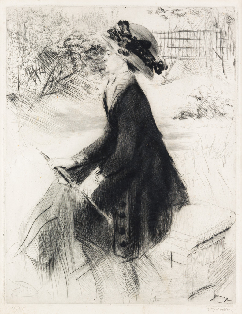 Appraisal: JACQUES VILLON Le Banc de Pierre ou Au Jardin Drypoint