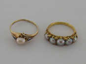 Appraisal: A Victorian split pearl and diamond half hoop ring composed